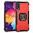 Custodia Silicone e Plastica Opaca Cover con Magnetico Anello Supporto ZJ2 per Samsung Galaxy A50S Rosso