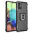 Custodia Silicone e Plastica Opaca Cover con Magnetico Anello Supporto ZJ2 per Samsung Galaxy A71 5G Nero