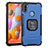 Custodia Silicone e Plastica Opaca Cover con Magnetico Anello Supporto ZJ2 per Samsung Galaxy M11 Blu
