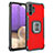 Custodia Silicone e Plastica Opaca Cover con Magnetico Anello Supporto ZJ2 per Samsung Galaxy M32 5G Rosso