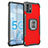 Custodia Silicone e Plastica Opaca Cover con Magnetico Anello Supporto ZJ2 per Samsung Galaxy M40S Rosso