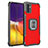 Custodia Silicone e Plastica Opaca Cover con Magnetico Anello Supporto ZJ2 per Samsung Galaxy Quantum2 5G Rosso