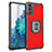 Custodia Silicone e Plastica Opaca Cover con Magnetico Anello Supporto ZJ2 per Samsung Galaxy S20 FE 5G Rosso