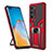 Custodia Silicone e Plastica Opaca Cover con Magnetico Anello Supporto ZL1 per Huawei P40 Pro Rosso