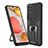 Custodia Silicone e Plastica Opaca Cover con Magnetico Anello Supporto ZL1 per Samsung Galaxy A12 Nero