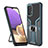 Custodia Silicone e Plastica Opaca Cover con Magnetico Anello Supporto ZL1 per Samsung Galaxy A32 4G Ciano