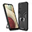 Custodia Silicone e Plastica Opaca Cover con Magnetico Anello Supporto ZL1 per Samsung Galaxy F02S SM-E025F Nero