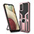 Custodia Silicone e Plastica Opaca Cover con Magnetico Anello Supporto ZL1 per Samsung Galaxy F02S SM-E025F Oro Rosa