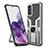 Custodia Silicone e Plastica Opaca Cover con Magnetico Anello Supporto ZL1 per Samsung Galaxy S20 5G Argento