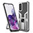 Custodia Silicone e Plastica Opaca Cover con Magnetico Anello Supporto ZL1 per Samsung Galaxy S20 Argento