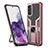 Custodia Silicone e Plastica Opaca Cover con Magnetico Anello Supporto ZL1 per Samsung Galaxy S20 Oro Rosa