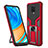 Custodia Silicone e Plastica Opaca Cover con Magnetico Anello Supporto ZL1 per Xiaomi Poco M2 Pro Rosso