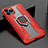 Custodia Silicone e Plastica Opaca Cover con Magnetico Supporto A01 per Apple iPhone 11 Pro Max Rosso