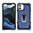 Custodia Silicone e Plastica Opaca Cover con Magnetico Supporto A01 per Apple iPhone 12 Mini Blu