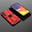 Custodia Silicone e Plastica Opaca Cover con Magnetico Supporto A01 per Samsung Galaxy S21 5G Rosso