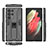 Custodia Silicone e Plastica Opaca Cover con Magnetico Supporto A01 per Samsung Galaxy S21 Ultra 5G