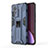 Custodia Silicone e Plastica Opaca Cover con Magnetico Supporto A02 per Xiaomi Mi 12 5G Blu