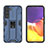 Custodia Silicone e Plastica Opaca Cover con Magnetico Supporto A03 per Samsung Galaxy S21 5G Blu