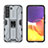 Custodia Silicone e Plastica Opaca Cover con Magnetico Supporto A03 per Samsung Galaxy S22 5G