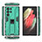 Custodia Silicone e Plastica Opaca Cover con Magnetico Supporto A03 per Samsung Galaxy S22 Ultra 5G Verde