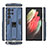 Custodia Silicone e Plastica Opaca Cover con Magnetico Supporto A03 per Samsung Galaxy S23 Ultra 5G Blu