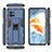 Custodia Silicone e Plastica Opaca Cover con Magnetico Supporto A03 per Vivo iQOO 9 5G Blu