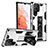 Custodia Silicone e Plastica Opaca Cover con Magnetico Supporto A04 per Samsung Galaxy S23 Ultra 5G Bianco