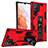 Custodia Silicone e Plastica Opaca Cover con Magnetico Supporto A04 per Samsung Galaxy S23 Ultra 5G Rosso