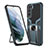 Custodia Silicone e Plastica Opaca Cover con Magnetico Supporto A05 per Samsung Galaxy S21 5G Ciano