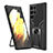 Custodia Silicone e Plastica Opaca Cover con Magnetico Supporto A05 per Samsung Galaxy S22 Ultra 5G Nero