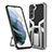 Custodia Silicone e Plastica Opaca Cover con Magnetico Supporto A05 per Samsung Galaxy S23 5G Argento