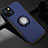 Custodia Silicone e Plastica Opaca Cover con Magnetico Supporto A08 per Apple iPhone 13 Blu
