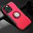 Custodia Silicone e Plastica Opaca Cover con Magnetico Supporto A08 per Apple iPhone 14 Pro Rosso