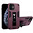 Custodia Silicone e Plastica Opaca Cover con Magnetico Supporto H01 per Apple iPhone 12 Mini Rosso Rosa