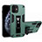 Custodia Silicone e Plastica Opaca Cover con Magnetico Supporto H01 per Apple iPhone 12 Mini Verde
