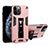 Custodia Silicone e Plastica Opaca Cover con Magnetico Supporto H01 per Apple iPhone 12 Pro Rosa