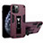 Custodia Silicone e Plastica Opaca Cover con Magnetico Supporto H01 per Apple iPhone 12 Pro Rosso Rosa