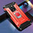 Custodia Silicone e Plastica Opaca Cover con Magnetico Supporto H01 per Huawei Mate 20 X 5G Rosso
