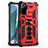 Custodia Silicone e Plastica Opaca Cover con Magnetico Supporto H01 per Samsung Galaxy Note 20 5G Rosso