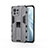 Custodia Silicone e Plastica Opaca Cover con Magnetico Supporto H02 per Xiaomi Mi 11 5G Grigio