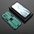 Custodia Silicone e Plastica Opaca Cover con Magnetico Supporto H03 per Xiaomi Mi 11 Lite 5G Verde