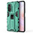 Custodia Silicone e Plastica Opaca Cover con Magnetico Supporto KC1 per Huawei Honor 50 SE 5G Verde