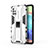 Custodia Silicone e Plastica Opaca Cover con Magnetico Supporto KC1 per Samsung Galaxy A71 5G Bianco