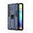 Custodia Silicone e Plastica Opaca Cover con Magnetico Supporto KC1 per Samsung Galaxy A71 5G Blu