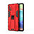 Custodia Silicone e Plastica Opaca Cover con Magnetico Supporto KC1 per Samsung Galaxy A71 5G Rosso