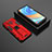 Custodia Silicone e Plastica Opaca Cover con Magnetico Supporto KC1 per Xiaomi Poco M2 Pro Rosso