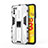 Custodia Silicone e Plastica Opaca Cover con Magnetico Supporto KC1 per Xiaomi Poco M3 Argento