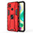 Custodia Silicone e Plastica Opaca Cover con Magnetico Supporto KC2 per Xiaomi Redmi 9C NFC Rosso