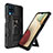 Custodia Silicone e Plastica Opaca Cover con Magnetico Supporto MQ1 per Samsung Galaxy A12 Nero