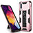 Custodia Silicone e Plastica Opaca Cover con Magnetico Supporto MQ1 per Samsung Galaxy A30S Oro Rosa